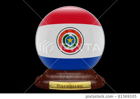 3D Flag of Paraguay on snow globe 81369105