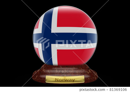 3D Flag of Norway on snow globe 81369106