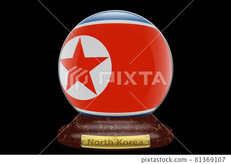 3D Flag of North Korea on snow globe 81369107
