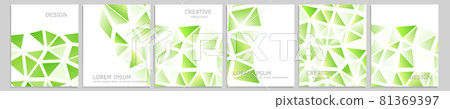 Set of vector cover notebook design. Abstract green minimal triangles halftone template design for notebook paper, copybook brochures, book, magazine. Planner and diary cover for print Set of vector cover notebook design. Abstract green minimal triangles halftone template design for notebook paper, copybook brochures, book, magazine. Planner and diary cover for print 81369397