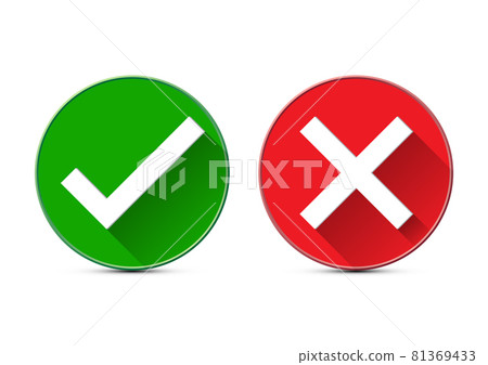 Check mark and cross sign on circle icon vector illustration Check mark and cross sign on circle icon vector illustration 81369433