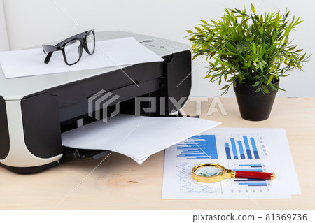 Modern printer machine for home use close up Modern printer machine for home use close up 81369736