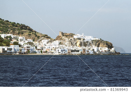 Mandraki is the capital of the island of Nisyros. View from the sea Mandraki is the capital of the island of Nisyros. View from the sea 81369943