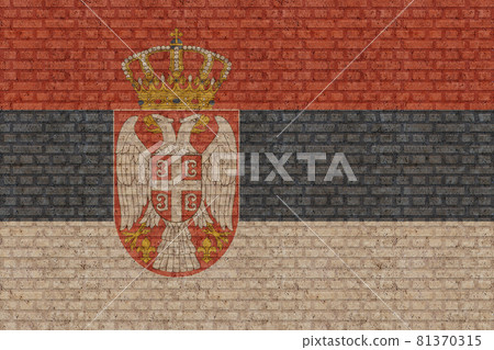3D Flag of Serbia on brick wall 81370315