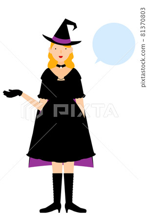 萬聖節服裝，女巫用右手說話的姿勢（拿著氣球） 81370803