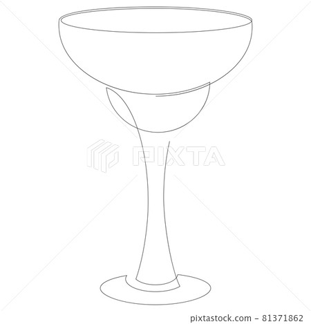 Vector illustration of glass with margarita cocktail in one line style. The element is isolated on a white background. 81371862