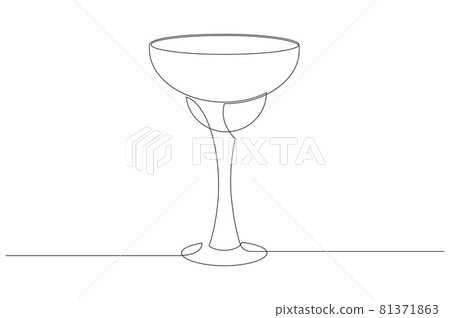 Vector illustration of glass with margarita cocktail in one line style. The element is isolated on a white background. 81371863