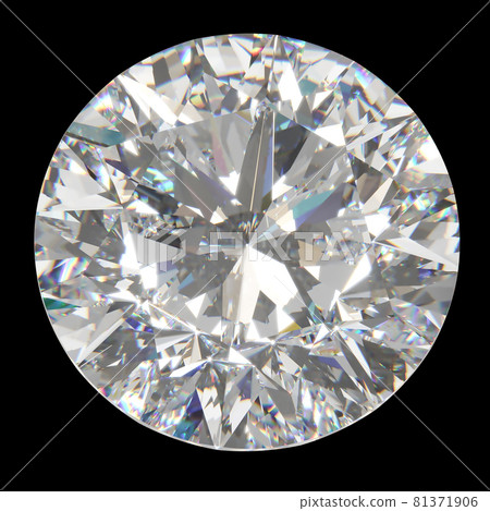 Beautiful 3D Rendered Shiny Diamond in Brilliant Cut on Black Background , Crystal Background Beautiful 3D Rendered Shiny Diamond in Brilliant Cut on Black Background , Crystal Background 81371906
