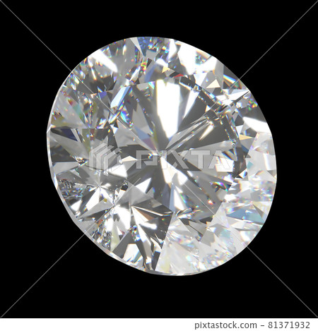 Beautiful 3D Rendered Shiny Diamond in Brilliant Cut on Black Background , Diamond Background 81371932