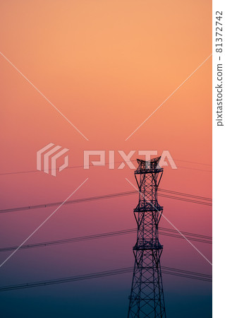 Steel tower dyed in the sunset 02 Steel tower dyed in the sunset 02 81372742