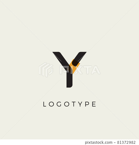Creative letter Y for logo and monogram. Minimal artistic style letter with yellow spot for education, festive and party or technology graphic. Vector typographic design Creative letter Y for logo and monogram. Minimal artistic style letter with yellow spot for education, festive and party or technology graphic. Vector typographic design 81372982