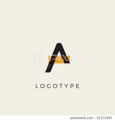 Creative letter A for logo and monogram. Minimal artistic style letter with yellow spot for education, festive and party or technology graphic. Vector typographic design Creative letter A for logo and monogram. Minimal artistic style letter with yellow spot for education, festive and party or technology graphic. Vector typographic design 81372983