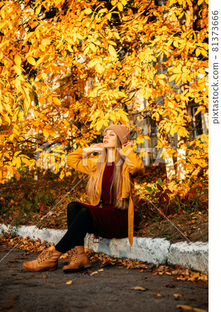 Alone Time, some time to yourself, me time for self-care and self-healing. Alone young woman enjoying life in the autumn park. Self Improvement Me Time Ideas 81373666
