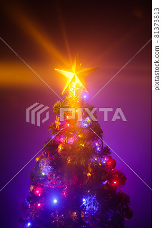 Christmas tree with shining star 81373813