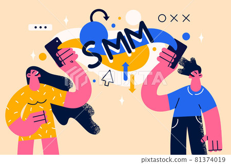 Working with social media management concept. 81374019