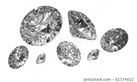 Beautiful 3D Rendered Shiny Diamond in Brilliant Cut on White Background , Diamond Background Beautiful 3D Rendered Shiny Diamond in Brilliant Cut on White Background , Diamond Background 81374022