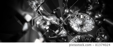 Beautiful 3D Rendered Shiny Diamond in Brilliant Cut on Black Background , Diamond Background 81374024