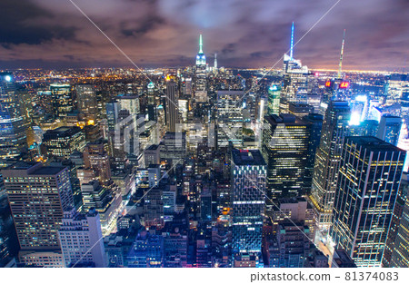 曼哈頓，紐約，紐約，紐約，美國的夜景 81374083