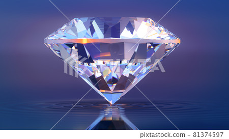Beautiful 3D Rendered Shiny Diamond in Brilliant Cut on White Background, Diamond Background 81374597
