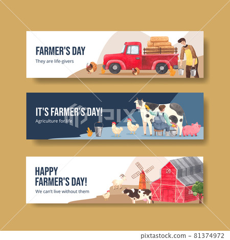 Banner template with national farmers day... - Stock Illustration ...