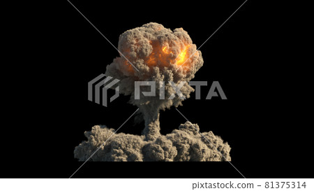 Atomic explosion on black background Atomic explosion on black background 81375314