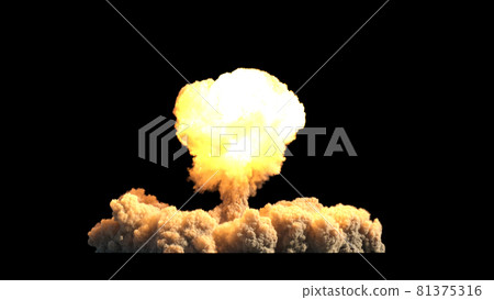 Atomic explosion on black background 81375316