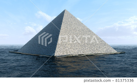 ancient pyramid on the water surface 81375336