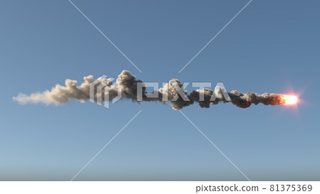 Meteor flies on the blue sky 81375369