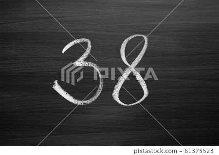 number thirty eight enumeration written with a chalk on the blackboard 81375523