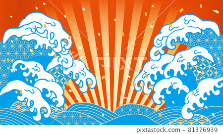 Japanese style wave illustration 81376939