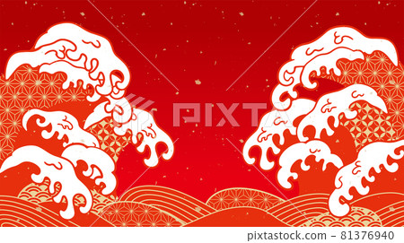 Japanese style wave illustration 81376940
