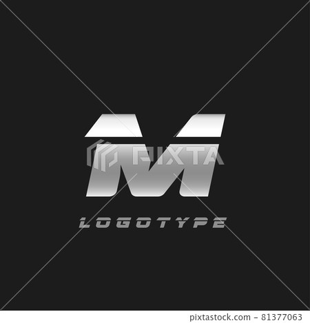 Blade silver letter M, bold italic cropped monogram. Aluminium iron metallic vector emblem for auto repair shop or automotive and race service modern logo. Blade silver letter M, bold italic cropped monogram. Aluminium iron metallic vector emblem for auto repair shop or automotive and race service modern logo. 81377063