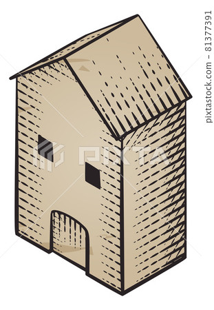 Medieval Building Map Icon Vintage Illustration Medieval Building Map Icon Vintage Illustration 81377391