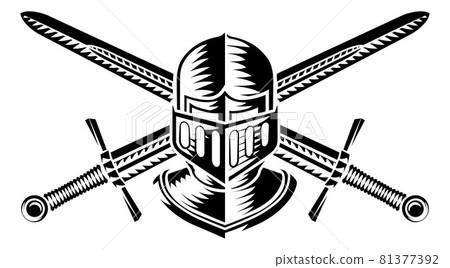Knight Helmet Armor And Swords Vintage Woodcut Knight Helmet Armor And Swords Vintage Woodcut 81377392