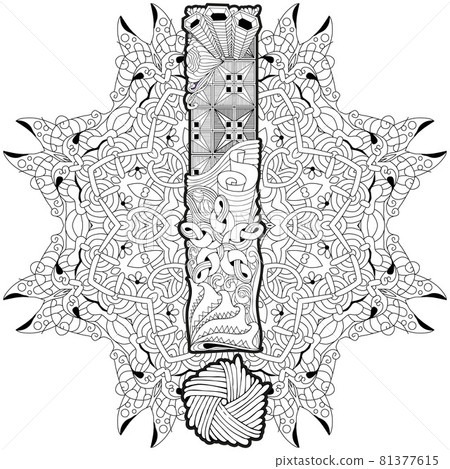 Hand drawn zentangle Exclamation point on mandala. Vector decorative unusual object for coloring 81377615