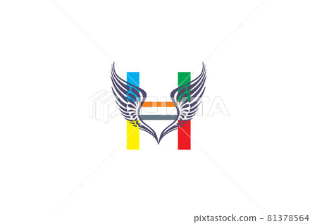 winged letter H winged letter H 81378564
