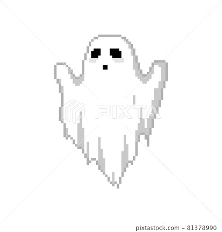 Pixel art ghost. Halloween retro 8 bit pixel - Stock