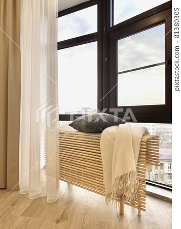 Wooden cover for radiator in modern appartment 81380305