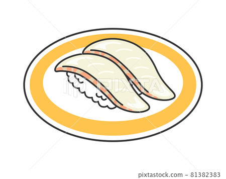 Illustration of sea bream sushi on a plate 81382383
