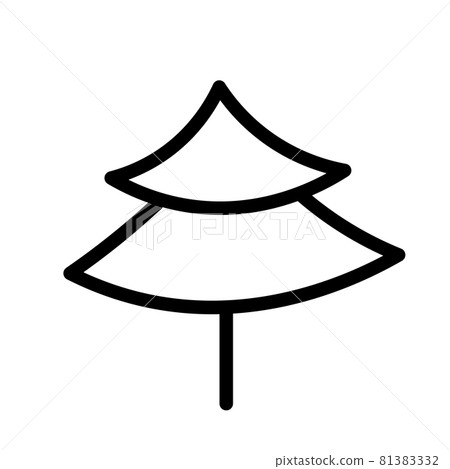 Black and white template fir tree icon. Vector symbol sign isolated on white background. Trees flat line icons set. Plants, landscape design. Business idea concept 81383332