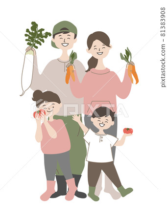 Family enjoying the harvest of vegetables 81383908