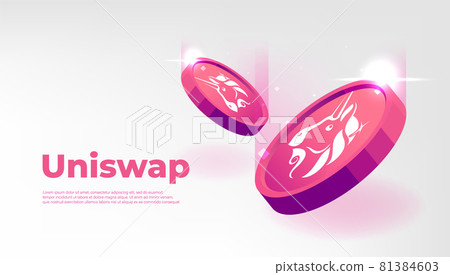Uniswap coin banner. UNI coin cryptocurrency concept banner background. Uniswap coin banner. UNI coin cryptocurrency concept banner background. 81384603