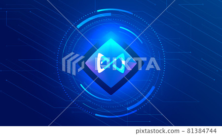 Axie Infinity AXS token symbol with crypto currency themed banner. 81384744