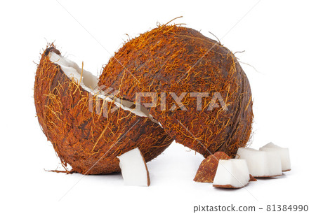 Coco nut halves isolated on white background 81384990