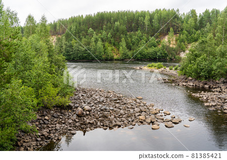 Rocks of extinct ancient paleo-volcano Girvas in Karelia, Russia. Rocks of extinct ancient paleo-volcano Girvas in Karelia, Russia. 81385421