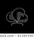 Tiara with large fluffy feathers (white) Hand-drawn line drawing illustration_030 81385590