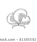 Tiara with large fluffy feathers (black) Hand-drawn line drawing illustration_030 81385592