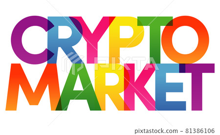 CRYPTO MARKET words vector illustration. Colored rainbow text. Vector banner. Corporate concept. Gradient Text. Transparency Letters CRYPTO MARKET words vector illustration. Colored rainbow text. Vector banner. Corporate concept. Gradient Text. Transparency Letters 81386106