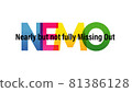 NEMO word vector illustration. Nearly but not fully Missing Out. Colored rainbow text. Vector banner. Corporate concept. Gradient Text. Transparency Letters 81386128