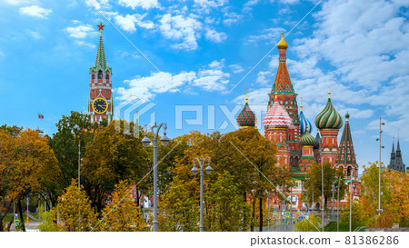 St. Basil's Cathedral ancient architecture on Red Square in Moscow, Beautiful ancient architecture building in Moscow, St. Basil's Cathedral Vasily the Blessed, Russia, Bucket list dream destination. St. Basil's Cathedral ancient architecture on Red Square in Moscow, Beautiful ancient architecture building in Moscow, St. Basil's Cathedral Vasily the Blessed, Russia, Bucket list dream destination. 81386286